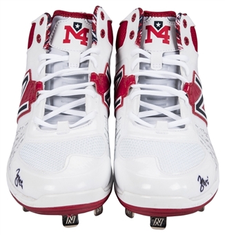 Yadier Molina Game Issued and Signed New Balance Cleats - White and Red (Molina LOA)